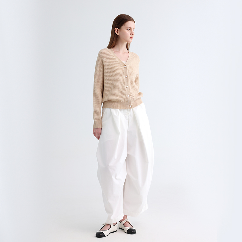 BN670 Абрикосовый кардиган с V-образным вырезом.4